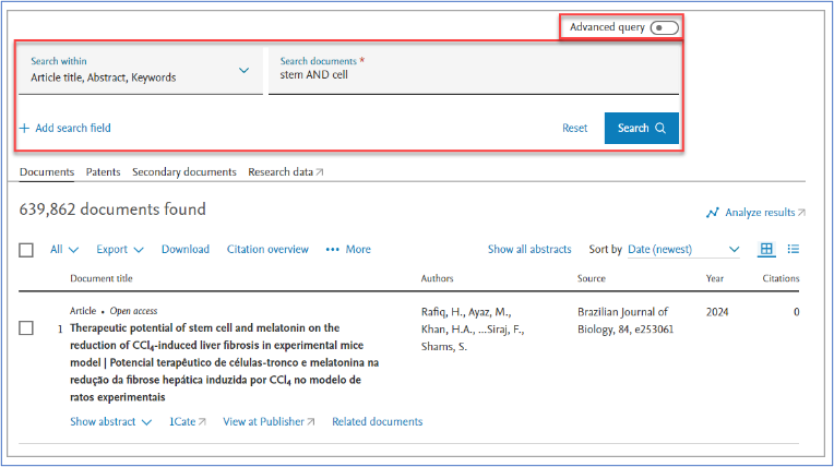 how to search research paper on scopus